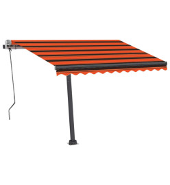 Auvent manuel rétractable avec LED 350x250 cm Orange et marron