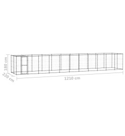 Chenil extérieur Acier avec toit 26,62 m²