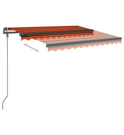 Auvent manuel rétractable avec LED 3,5x2,5 m Orange et marron