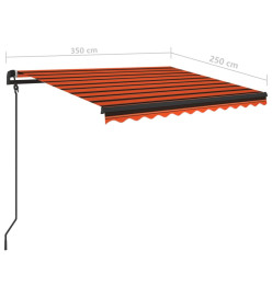 Auvent manuel rétractable avec LED 3,5x2,5 m Orange et marron