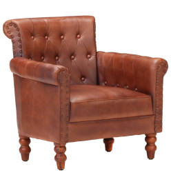 Fauteuil Marron Cuir de chèvre véritable