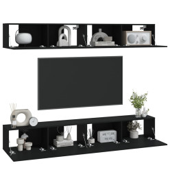 Meubles TV muraux 4 pcs Noir 100x30x30 cm