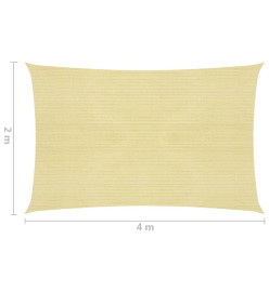 Parasol en PEHD rectangulaire 2x4 m Beige