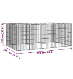 Parc pour chien 16panneaux Noir 50x100cm Acier enduit de poudre