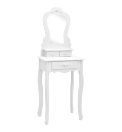 Ensemble de coiffeuse avec tabouret Blanc 50x59x136cm Paulownia