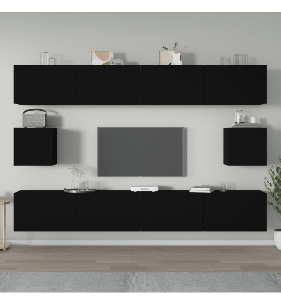 Ensemble de meubles TV 6 pcs Noir Bois d'ingénierie