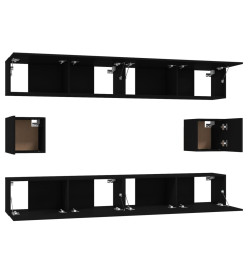 Ensemble de meubles TV 6 pcs Noir Bois d'ingénierie