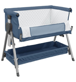 Lit pour bébé avec matelas Bleu marine Tissu de lin