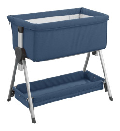 Lit pour bébé avec matelas Bleu marine Tissu de lin