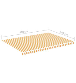 Tissu de remplacement pour auvent Jaune et blanc 5x3,5 m