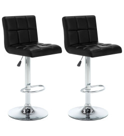 Tabourets de bar lot de 2 noir similicuir