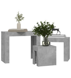 Tables basses gigognes 3 pcs Gris béton Aggloméré