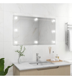 Miroir mural sans cadre avec lampes LED Rectangulaire Verre