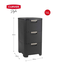 Curver Armoire à tiroirs Style 3x14L Anthracite