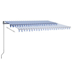 Auvent automatique capteur de vent/LED 450x300 cm Bleu et blanc