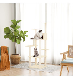 Arbre à chat avec griffoirs en sisal Crème 153 cm