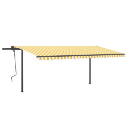 Auvent automatique rétractable avec poteaux 5x3,5 m Jaune blanc