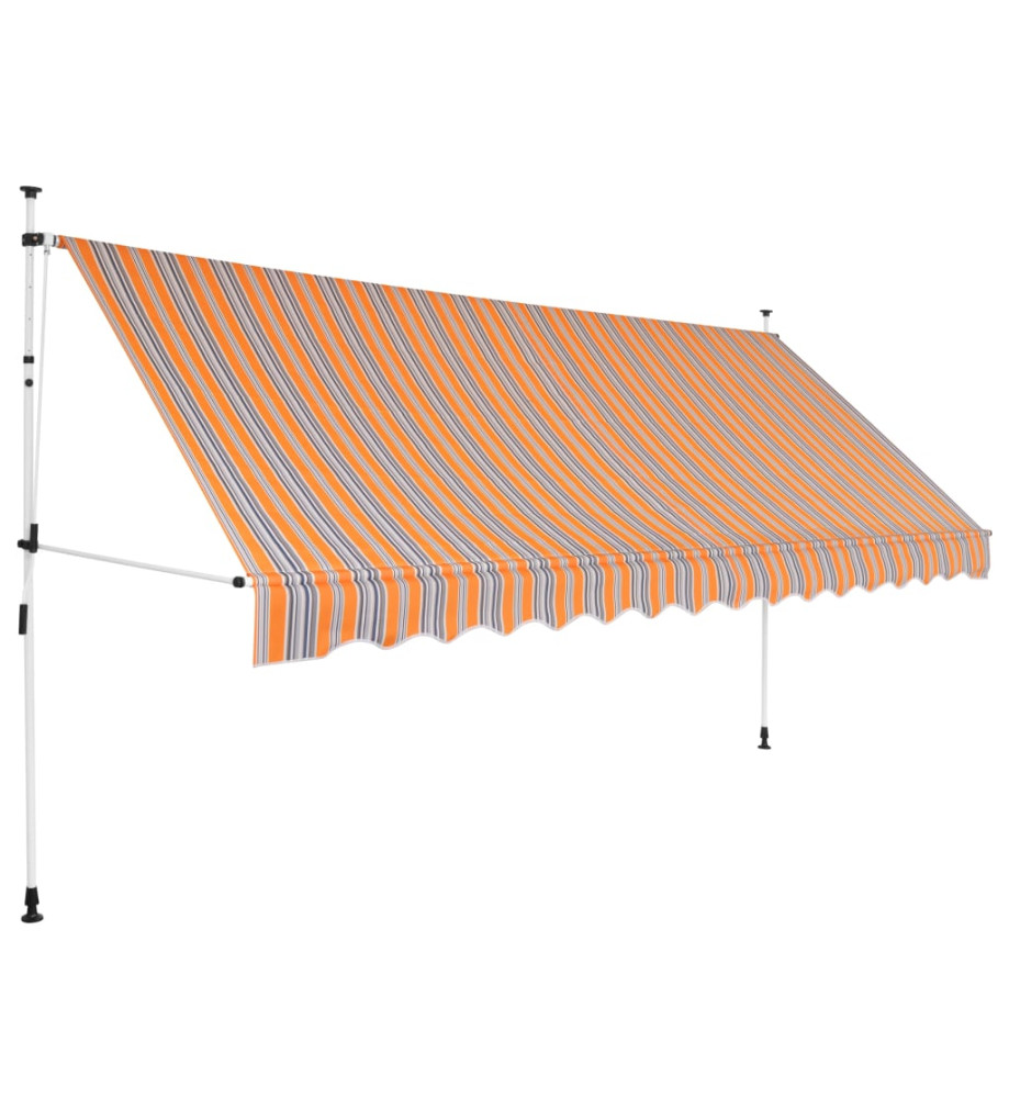 Auvent rétractable manuel 400 cm Rayures jaunes et bleues