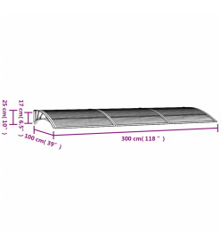 Auvent de porte Noir 300x100 cm Polycarbonate