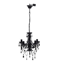 Lustre avec 5 ampoules Crystal noir