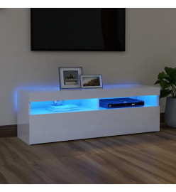 Meuble TV avec lumières LED blanc brillant 120x35x40 cm