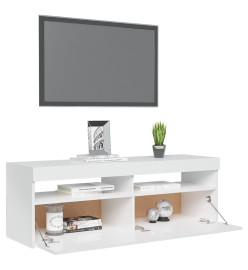 Meuble TV avec lumières LED blanc brillant 120x35x40 cm