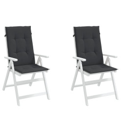 Coussins de chaise de jardin à dossier haut lot de 2 noir tissu