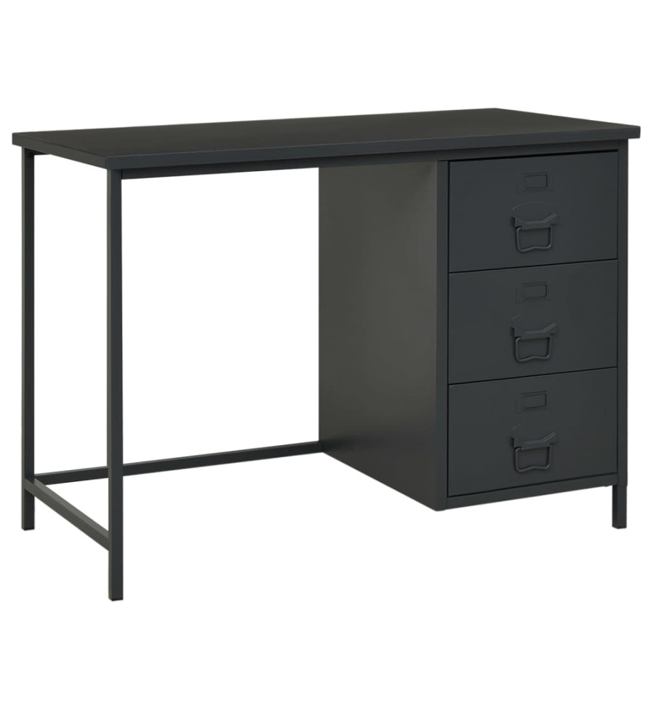 Bureau industriel avec tiroirs Anthracite 105x52x75 cm Acier