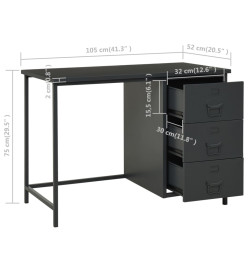 Bureau industriel avec tiroirs Anthracite 105x52x75 cm Acier