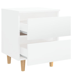 Tables de chevet pieds en pin 2 pcs Blanc brillant 40x35x50 cm