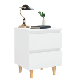 Tables de chevet pieds en pin 2 pcs Blanc brillant 40x35x50 cm