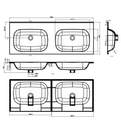 Lavabo double encastré 1205x460x145 mm SMC Blanc