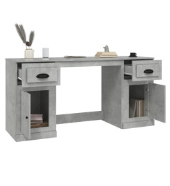 Bureau avec armoire gris béton bois d'ingénierie