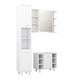 Ensemble de meubles de salle de bain 3 pcs Blanc Aggloméré