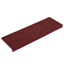 Tapis d'escalier 15 pcs 65x21x4 cm Rouge mat