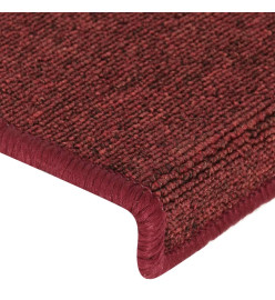 Tapis d'escalier 15 pcs 65x21x4 cm Rouge mat