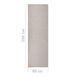 Tapis à tissage plat d'extérieur 80x250 cm Taupe