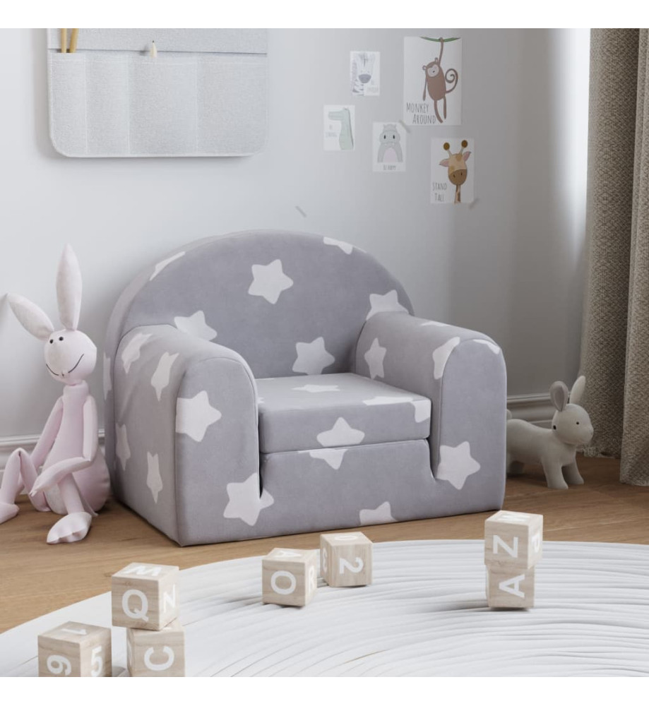 Canapé-lit pour enfants Gris clair avec étoiles Peluche douce