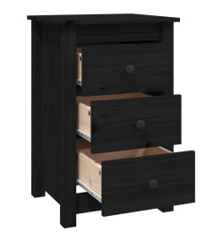 Tables de chevet 2 pcs Noir 40x35x61,5 cm Bois de pin massif