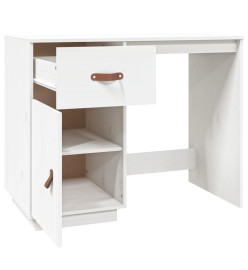 Bureau Blanc 95x50x75 cm Bois massif de pin