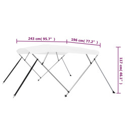 Auvent bimini à 4 arceaux Blanc 243x196x137 cm