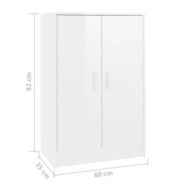 Armoire à chaussures Blanc brillant 60x35x92 cm Aggloméré