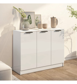 Buffet Blanc brillant 90,5x30x70 cm Bois d'ingénierie