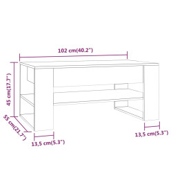 Table basse Blanc 102x55x45 cm Bois d'ingénierie