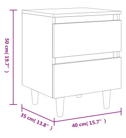 Tables de chevet et pieds en bois 2 pcs Chêne fumé 40x35x50 cm