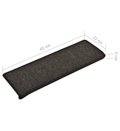 Tapis d'escalier 15 pcs 65x21x4 cm Anthracite