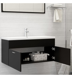 Armoire d'évier avec lavabo intégré Noir Aggloméré