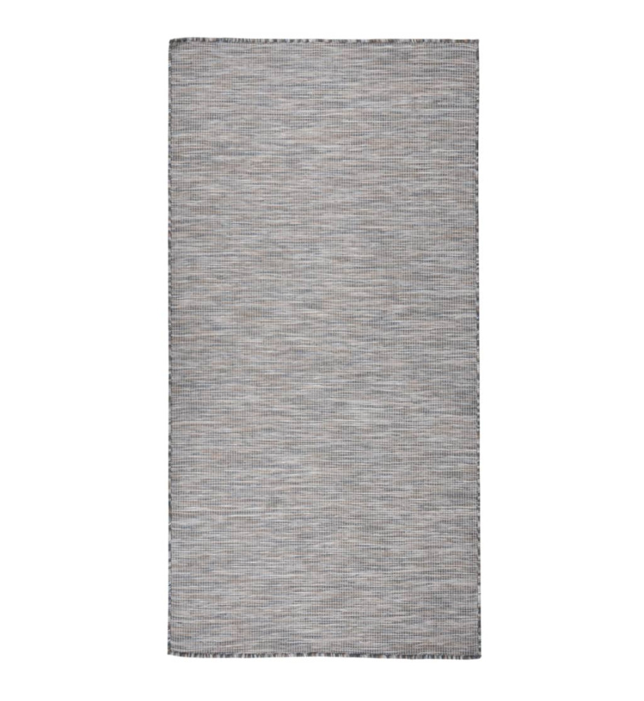 Tapis à tissage plat d'extérieur 100x200 cm Marron et bleu Tapis à tissage plat d'extérieur 100x200 cm Marron et bleu