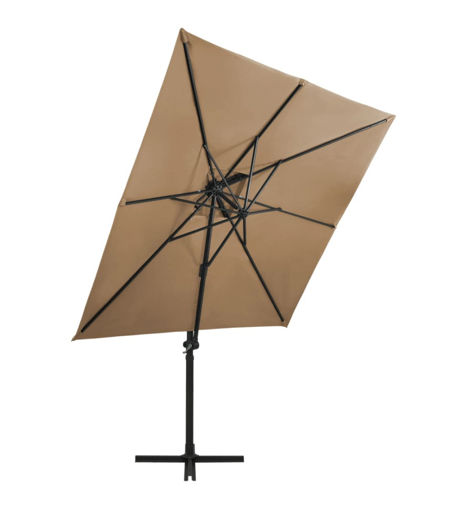 Parasol déporté à double toit Taupe 250x250 cm