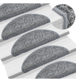 Tapis d'escalier 15 pcs Gris 56x17x3 cm